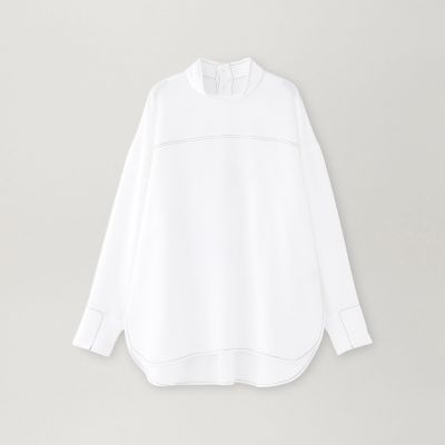 【着用シワ軽減／吸水速乾】バックボタンブラウス