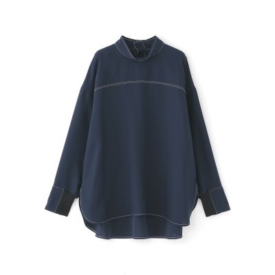 【着用シワ軽減／吸水速乾】バックボタンブラウス