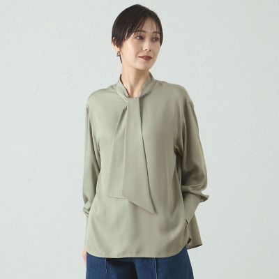 ＜CAST：＞【着回し抜群】アシンメトリーボウタイブラウス