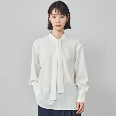 ＜CAST：＞【着用しわ軽減／吸水速乾】ボウタイブラウス