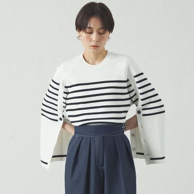 ＜CAST：＞【１枚で着映える】ボーダーデザインニット