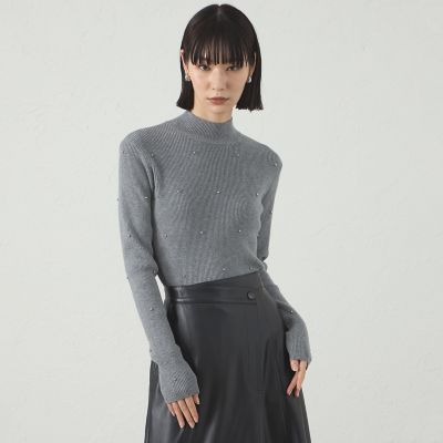 ＜CAST：＞【１枚で着映える】スタッズタートルニット