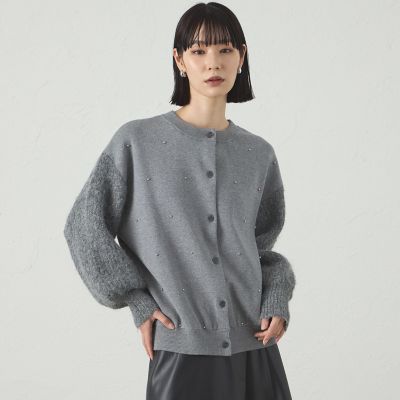 ＜CAST：＞【１枚で着映える】スタッズニットカーディガン