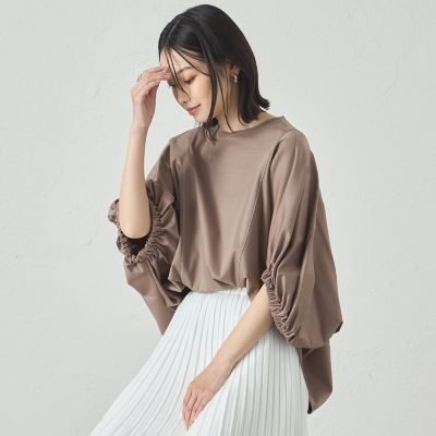 ＜CAST：＞【接触冷感／抗菌防臭／白化軽減】アームギャザーカットソー