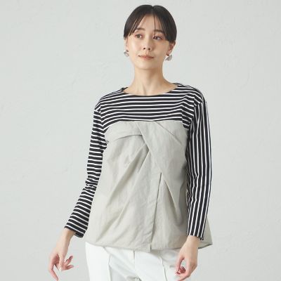 ＜CAST：＞【セットアップ対応／１枚で着映える】ビスチェコンビボーダーカットソー