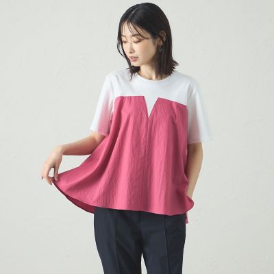 ＜CAST：＞【１枚で着映える】異素材コンビカットソー