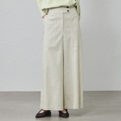 ＜CAST：＞【美シルエット】スラブストレッチセミワイドパンツ