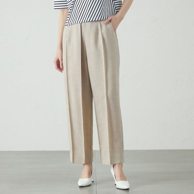 ＜CAST：＞【吸水速乾／美シルエット】リネンライクタックフォルムパンツ