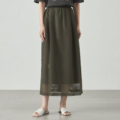 ＜CAST：＞【セットアップ対応／オンでもオフでも活躍】メッシュフレアスカート