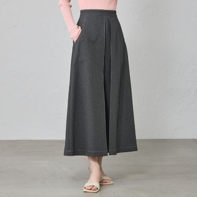 ＜CAST：＞【機能性／着回し抜群】タックデザインデニムライクスカート