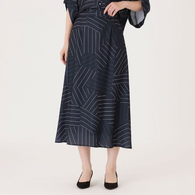 ＜CAST：＞【１枚で着映える】ストライプパッチワークプリントスカート