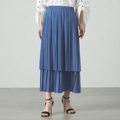 ＜CAST：＞【着回し抜群】ランダムプリーツレイヤードスカート