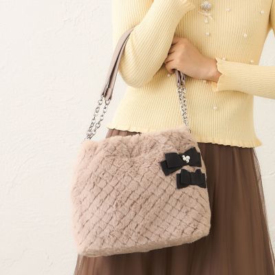 ダイヤ柄フェイクファー ショルダーバッグ | TO BE CHIC (Women