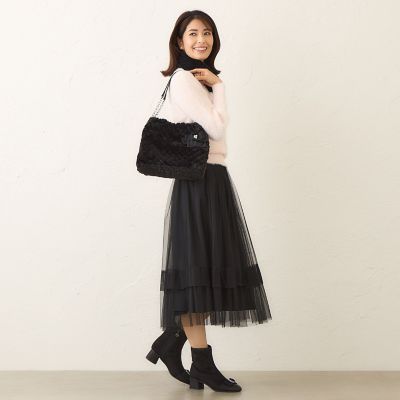 ダイヤ柄フェイクファー ショルダーバッグ | TO BE CHIC (Women