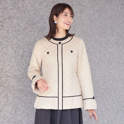 ＜TO BE CHIC (Women)＞光電子キルティングノーカラー　ショートコート