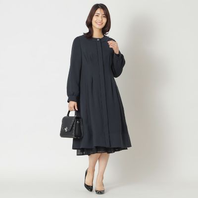大きいサイズ！TO BE CHIC/ダブルフェイス/ノーカラーショートコート42 ダブルフェイスサテン ノーカラーコート(コート)｜TO BE CHIC(トゥー
