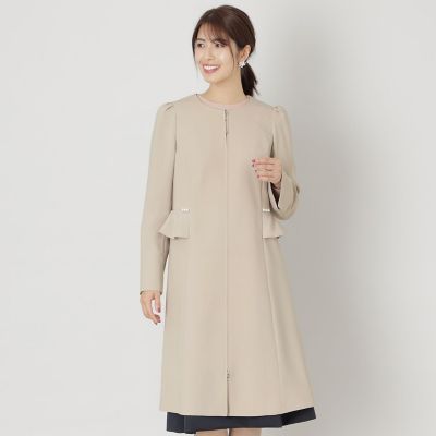 ＜TO BE CHIC (Women)＞ポリエステルストレッチノーカラー　コート