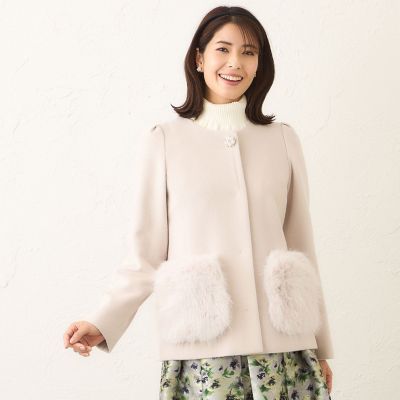 ＜TO BE CHIC (Women)＞ファーコンビ　アンゴラウールコート