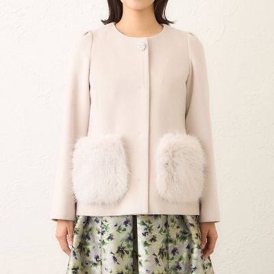 VIVRE TOKYO ビブレトーキョー アンゴラ ウール ロングコート ファー 組曲 L 【MORE12月号掲載】フォックスファー付ウールアンゴラビーバー