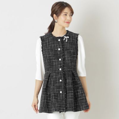 ＜TO BE CHIC (Women)＞モノトーンコットンツイード　ジレ