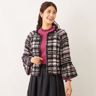 ＜TO BE CHIC (Women)＞ファンシーツイード　ノーカラージャケット