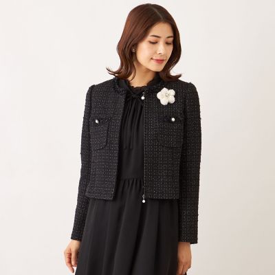 ＜TO BE CHIC (Women)＞リボンニットファンシー　ノーカラージャケット