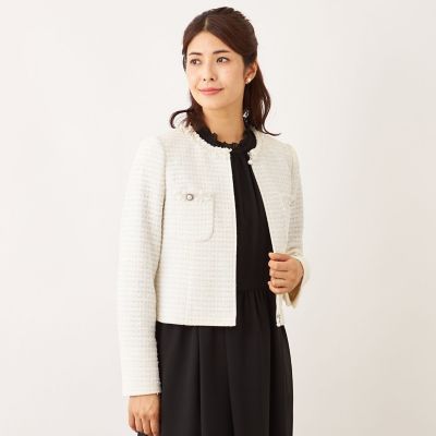 ＜TO BE CHIC (Women)＞リボンニットファンシー　ノーカラージャケット