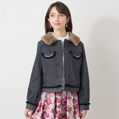 極美品 セオリー リュクス デニムジャケット ストレッチ 日本製 38 M リュクスストレッチ デザインデニムジャケット | TO BE CHIC (Women