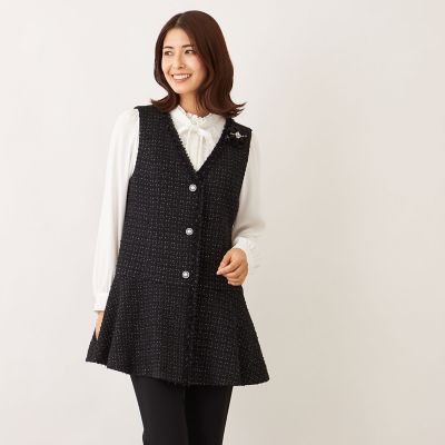 ＜TO BE CHIC (Women)＞リボンニットファンシー　ロングジレ