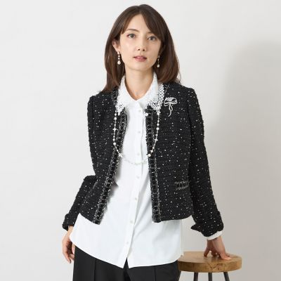 ファンシーツィード ノーカラージップジャケット | TO BE CHIC (Women