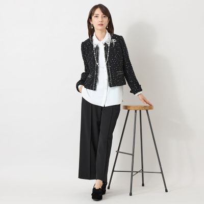 ファンシーツィード ノーカラージップジャケット | TO BE CHIC (Women