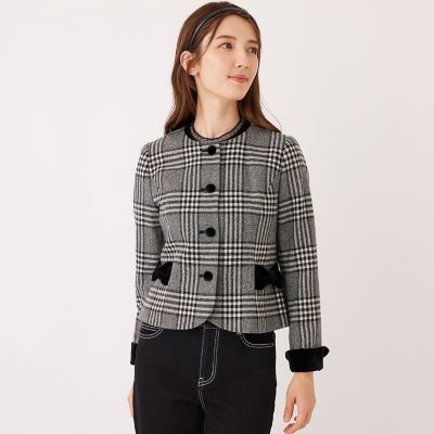 ＜TO BE CHIC (Women)＞グレンチェック　ノーカラージャケット