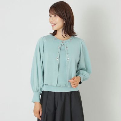 ＜TO BE CHIC (Women)＞コットンポリエステル　ビジューカーディガン