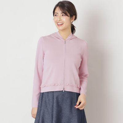 ＜TO BE CHIC (Women)＞レーヨンナイロン　フリルフーディー　ニット