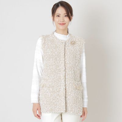 ＜TO BE CHIC (Women)＞ミックスツイード　ニットジレ