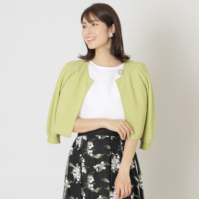 ＜TO BE CHIC (Women)＞レーヨンナイロンジャカード　ニットボレロ