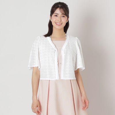 ＜TO BE CHIC (Women)＞フラワー刺しゅうコンビ　ボレロ