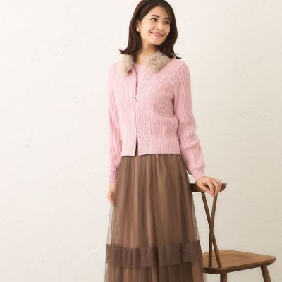 ＜TO BE CHIC (Women)＞ファーコンビ　ケーブルカーディガン