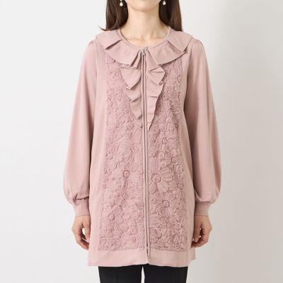 完全新品未使用Rene ♡フラワービジュウ　ジップアップカーディガン　ピンク フラワーチュール ジップアップニット カーディガン | TO BE CHIC