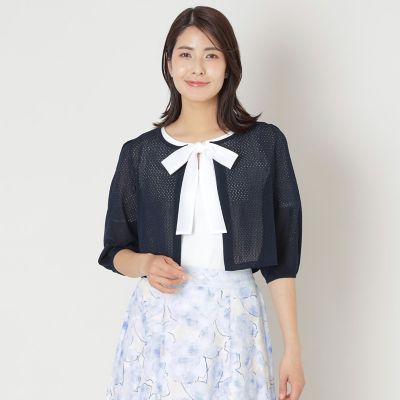 ＜TO BE CHIC (Women)＞アイレット透かし編み　ニットボレロ