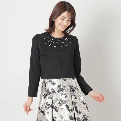 ＜TO BE CHIC (Women)＞レーヨンナイロンビジュー　カーディガン