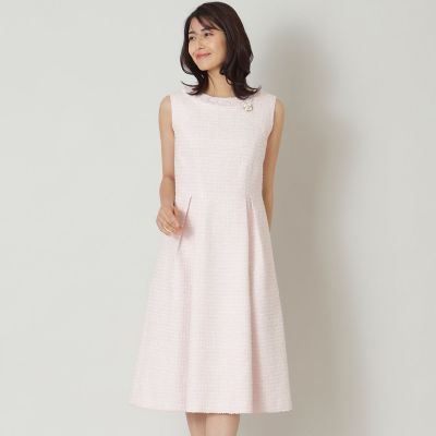 ＜TO BE CHIC (Women)＞ライトカラーツイード　フィット＆フレア　ワンピース