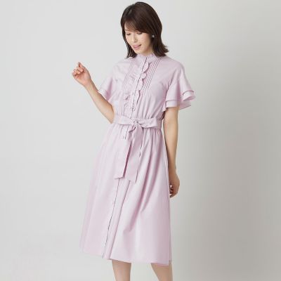 ＜TO BE CHIC (Women)＞プレーンストレッチフリルスリーブ　ワンピース