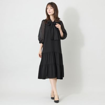 冨張愛さん着用】シアースリーブ ボウタイティアード ワンピース | TO