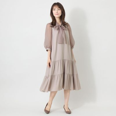 極美品　ケイトスペード　シアー　チェリー　ボウタイ　ティアード　ワンピース 冨張愛さん着用】シアースリーブ ボウタイティアード ワンピース | TO