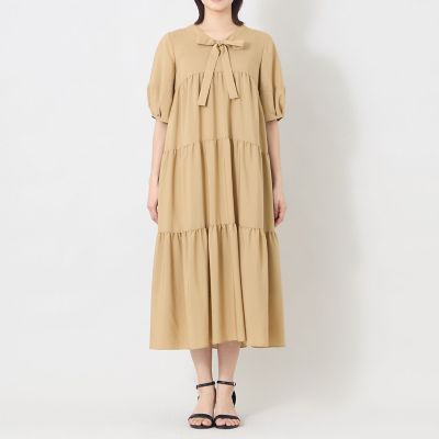 ハノンサトミ　ため息ドレス黄土色 ヴェール ティアードドレス | TO BE CHIC (Women)/トゥー ビー シック