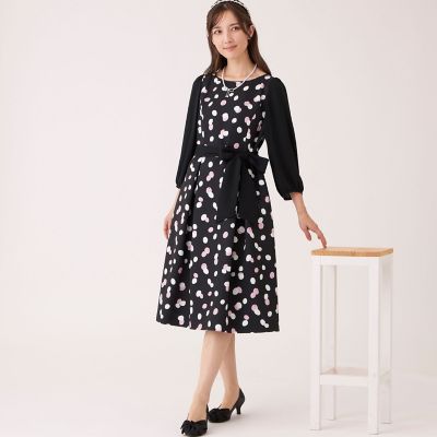 42サイズ【未使用】TO BE CHIC ドット 水玉 リボン ワンピース ランダムドット ワンピース | TO BE CHIC (Women)/トゥー ビー シック