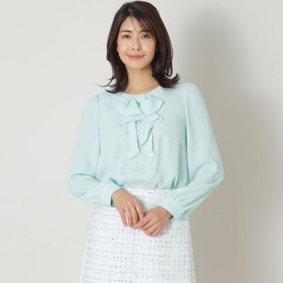 ＜TO BE CHIC (Women)＞フロントレース　ノーカラーブラウス