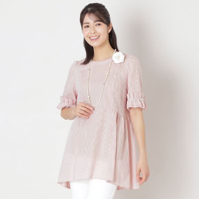 ＜TO BE CHIC (Women)＞カラミストライプ　チュニックブラウス