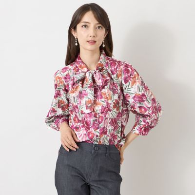 アートフラワープリント ボウタイブラウス | TO BE CHIC (Women